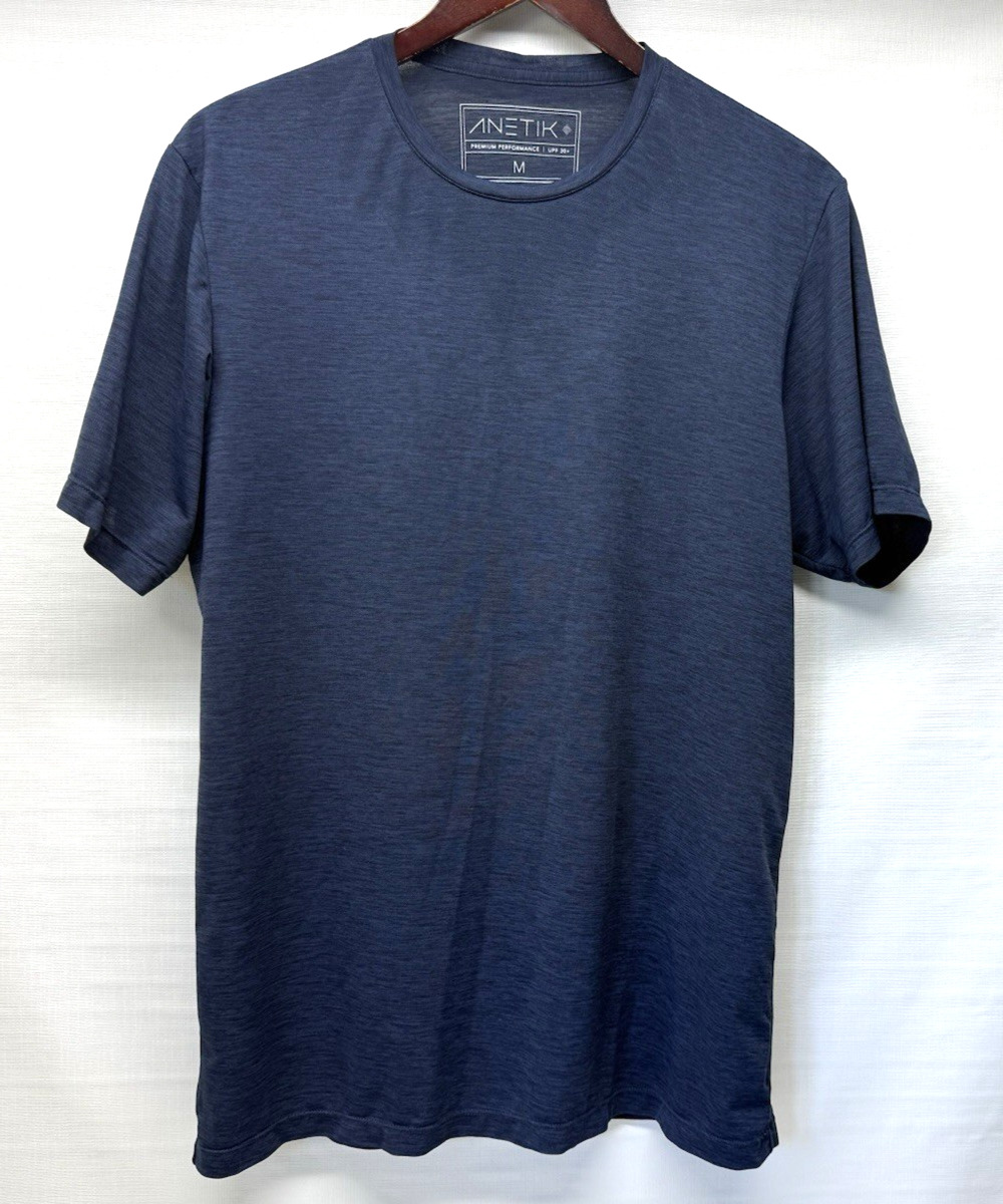 ANETIK Premium Performance Tee Sun Shirt UPF 30+ Tech T-Shirt Dark Blue Mens Med